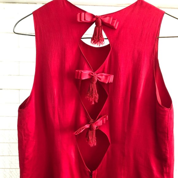 Vintage red silk dress! S/M - Picture 2 of 4